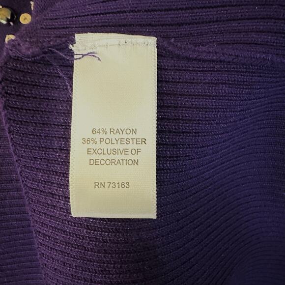 Cable & Gauge Sequin Bejewelled Purple Sweater XL - Picture 10 of 10